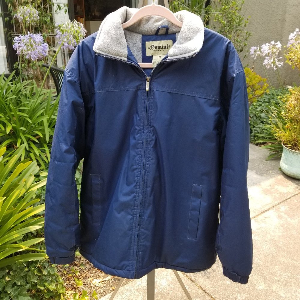 Domini Navy Blue Men's M Winter Jacket Padded Puffy Gray Fleece-Lined